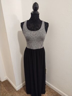 LOFT Gray and Black Maxi Dress